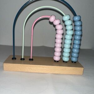 Wooden Rainbow Abacus with Beaded Arches, Pastel Colors